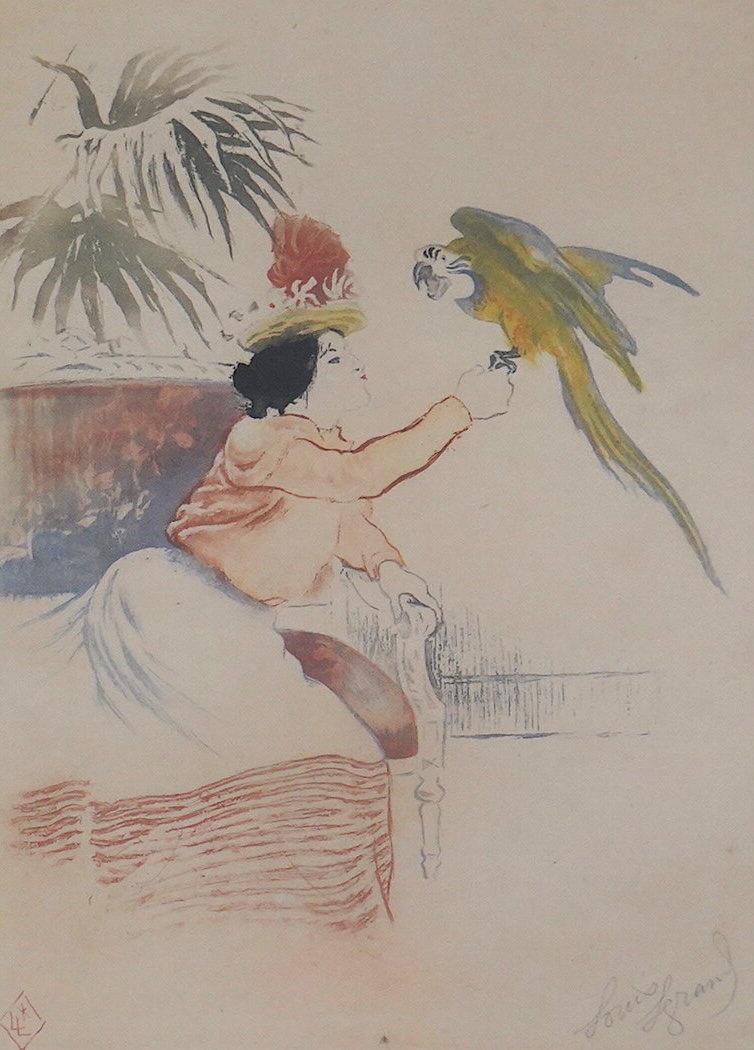 Louis Legrand (French, 1863-1951), etching with drypoint and aquatint printed in colours, 1901, ‘Bavardage (Chatting)' signed in pencil, 18.5 x 13cm. Condition - good